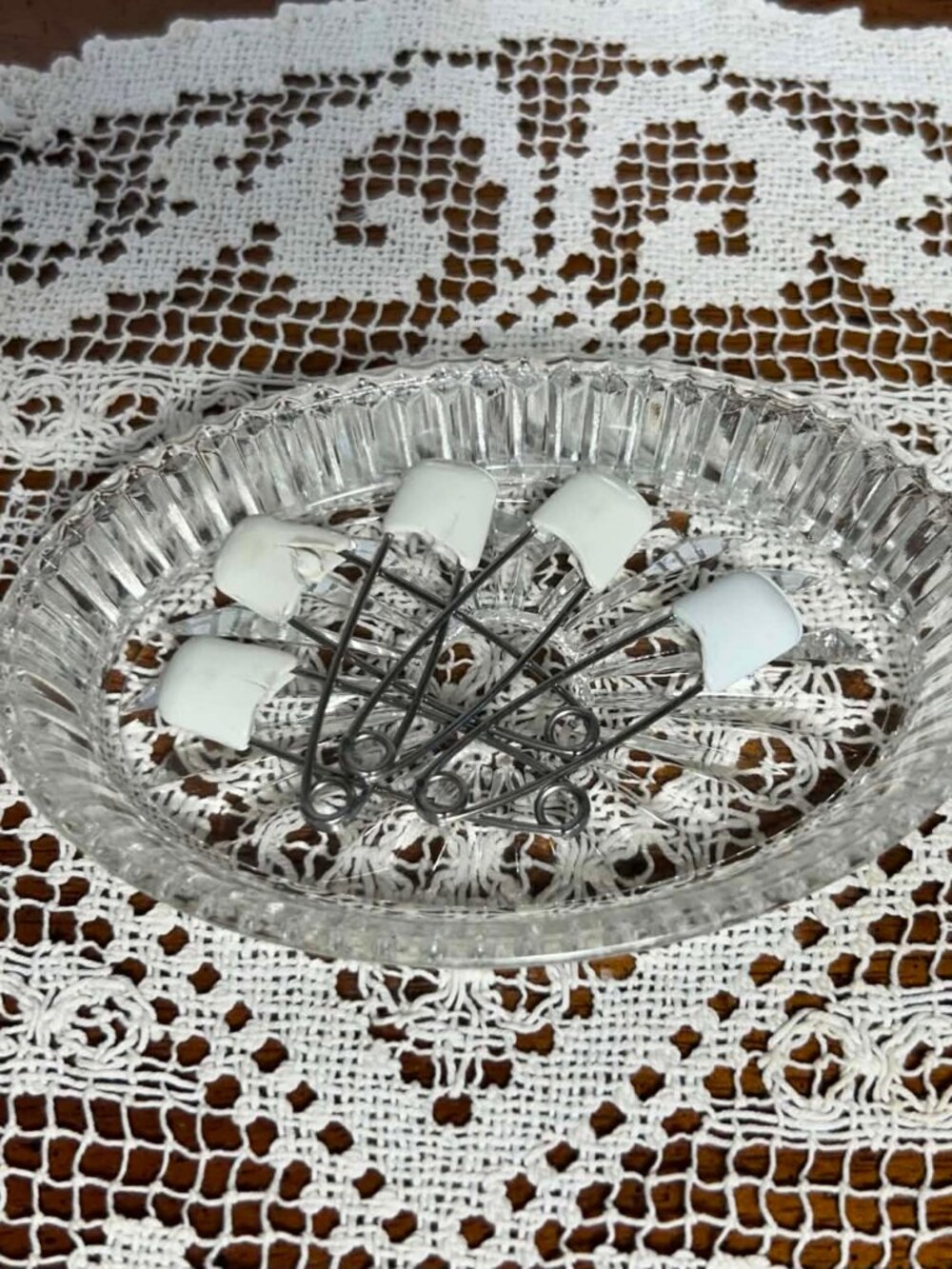Vintage White Diaper Safety Pins - Set of 5